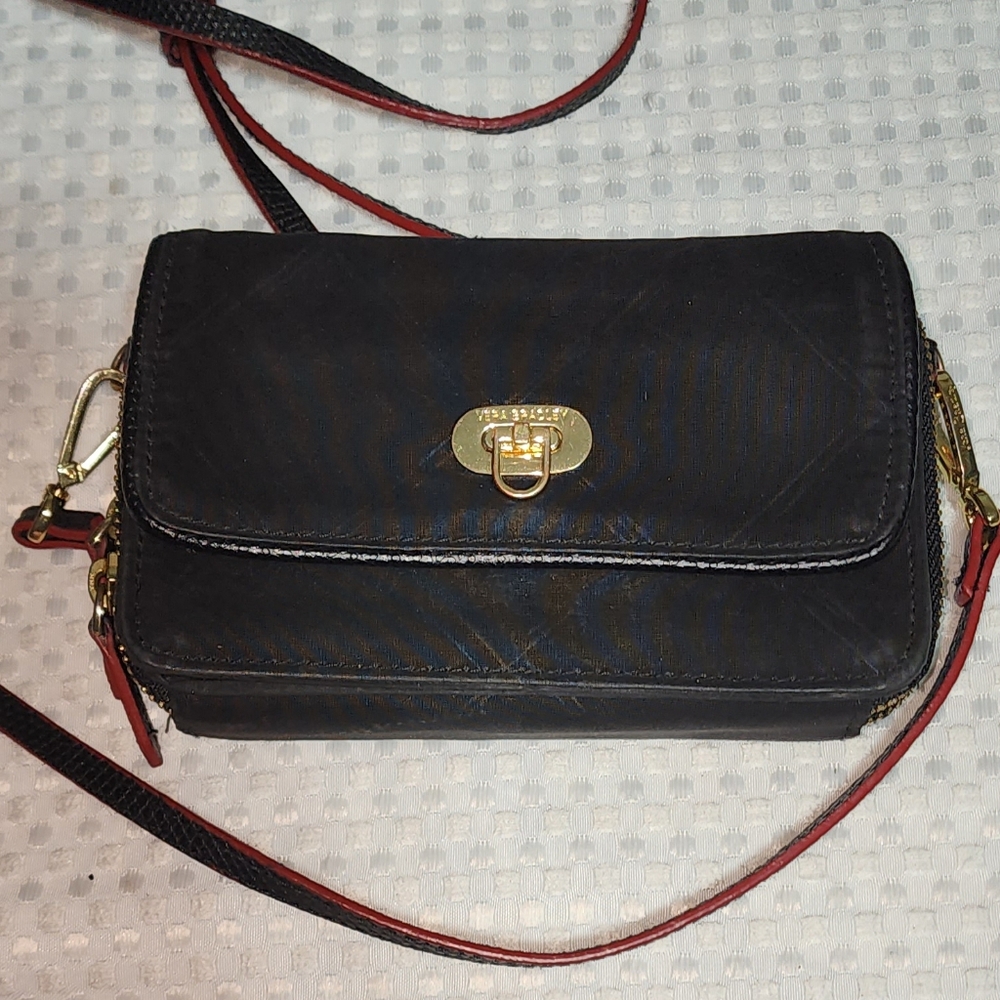 VERA BRADLEY EUC DOUBLE SIDED ORGANIZER WALLET CROSSBODY BAG